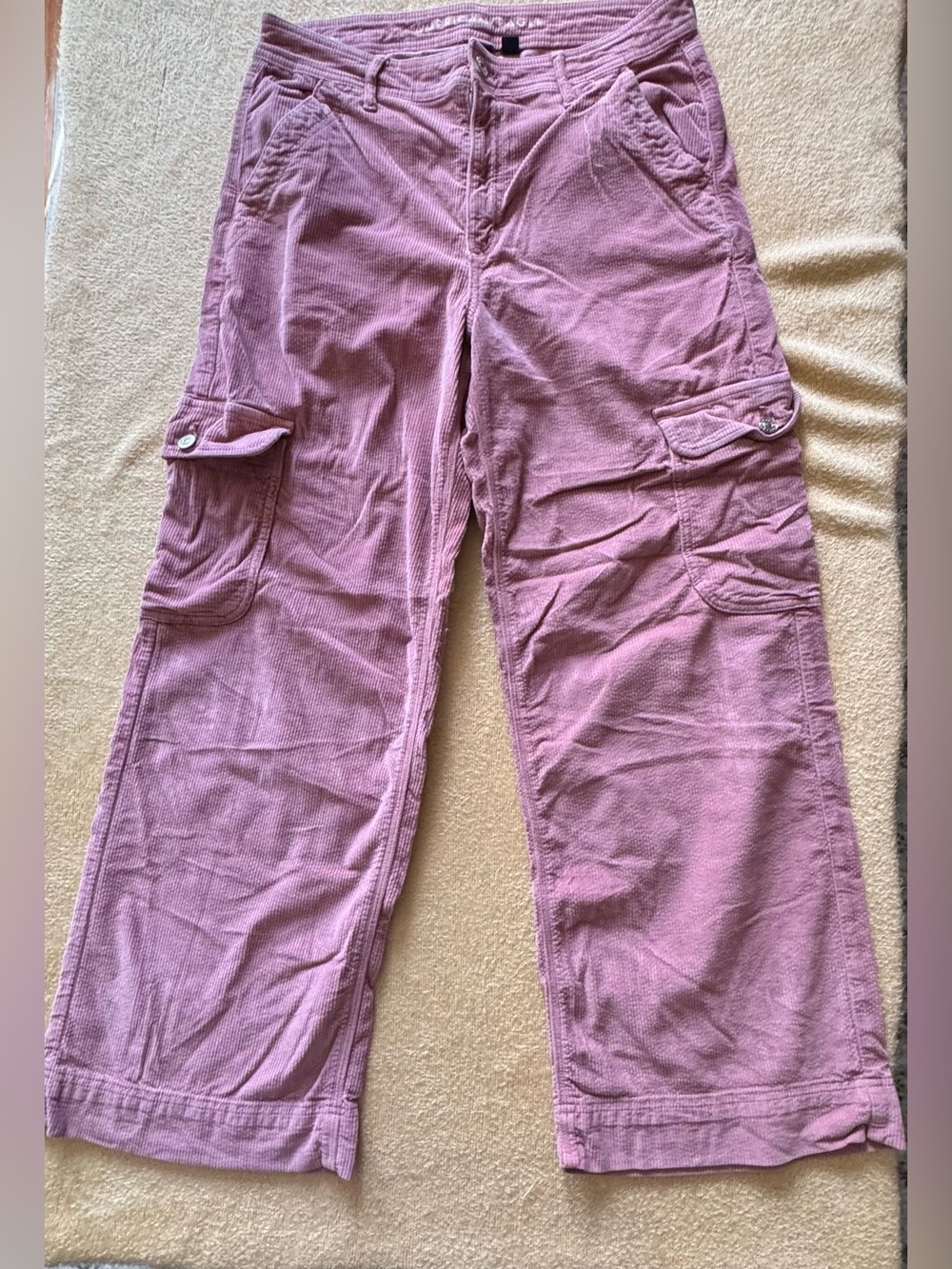 American Eagle Outfitters Wide Leg Corduroy Cargo Pants - Mauve